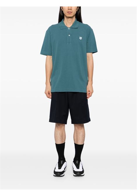 Polo con patch fox in blu Maison kitsuné - uomo MAISON KITSUNÉ | MM00210KJ7010P446